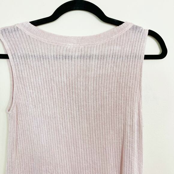 Hem & Thread Ribbed Sleeveless Tank Top Asymmetrical Side Tie Pink Purple Small - Picture 6 of 10